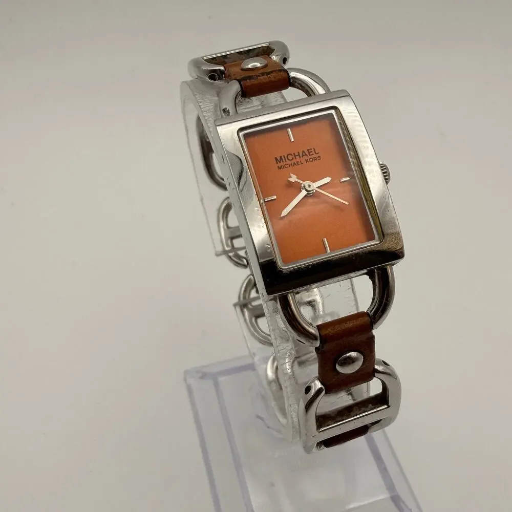 Chic Vintage Michael Kors MK-2034 Chainlink Watch - Orange Dial New Battery